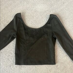 Foreign Exchange Green Fitted 3/4 Sleeve Crop top